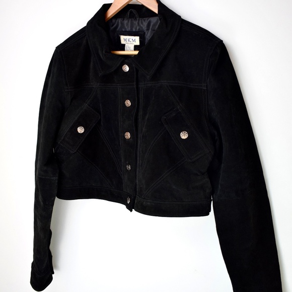 black suede crop jacket